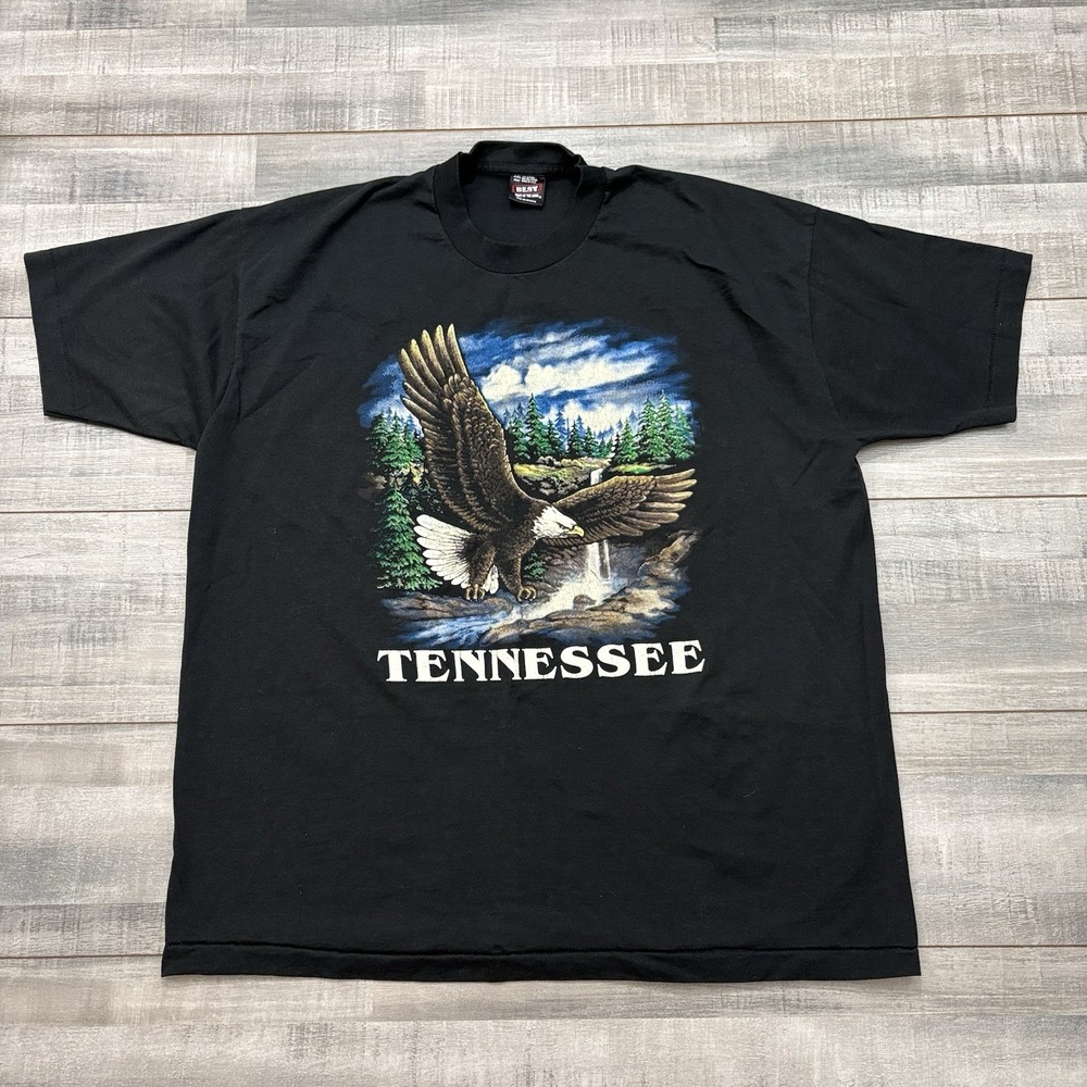 Vintage Tennessee Shirt Adult XXL Black Bald Eagle Nature Graphic Tee USA 90s